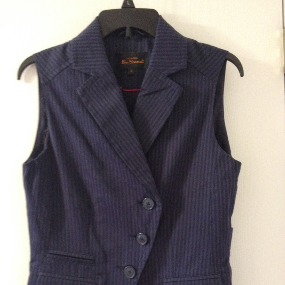 Ben Sherman Ladies Vest Pinstripe Navy in Small
